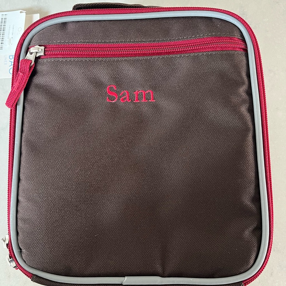 NWT Pottery Barn Kids Fairfax Lunch Bag with Monogrammed “Sam”